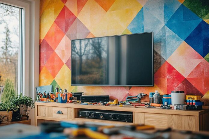 customiser-son-meuble-tv-avec-du-papier-peint-astuces-deco-simples