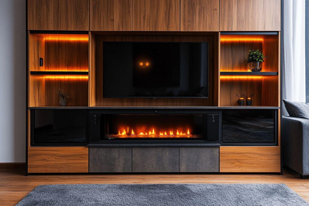 Fabriquer un meuble TV avec un espace pour cheminée électrique intégrée