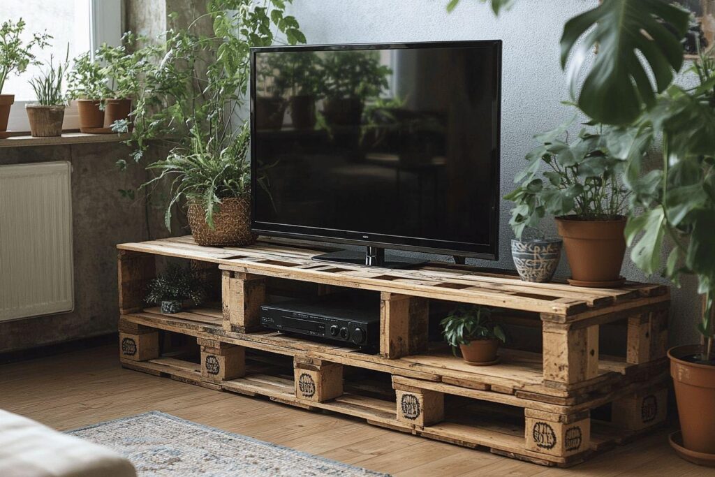 Meuble TV palette : une tendance écologique et économique