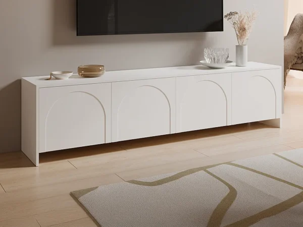 Meuble TV avec 4 portes – Blanc – NALYRA de Maison Céphy